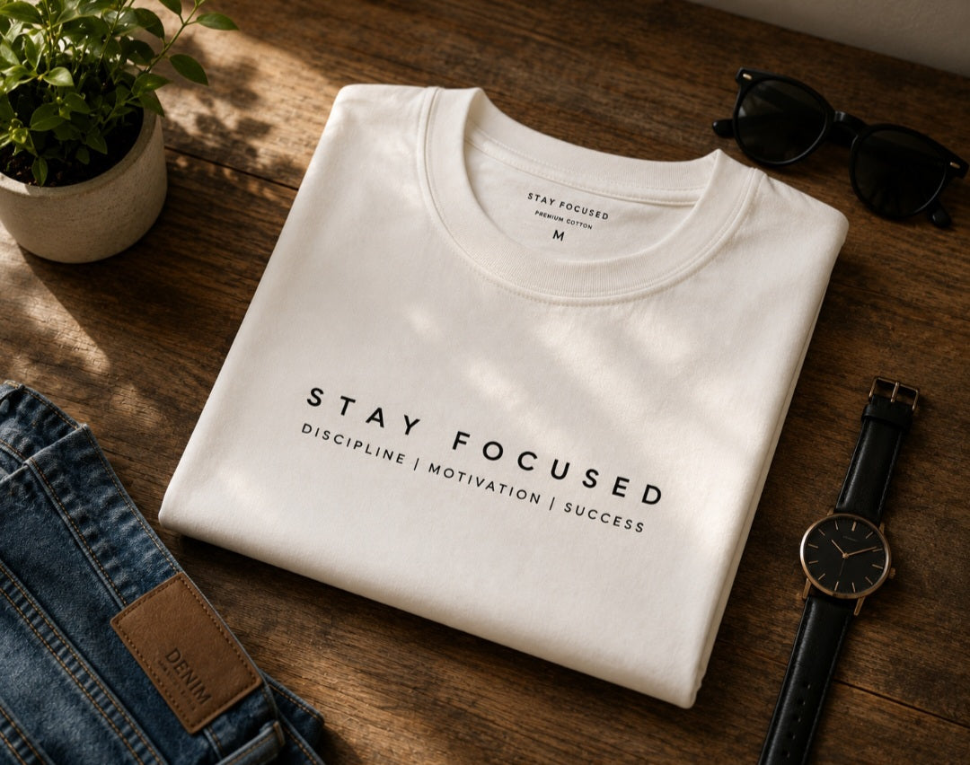 Tricou premium din bumbac „Stay Focused”